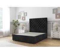 Sloomy Mayfair Naples Divan Bed Base 2 Drawers Same Side - 26" Headboard in Black | Size: Single Sloomy Black Single