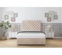 Sloomy Mayfair Naples Divan Bed Base No Drawers - 26" Headboard in Light Sand | Size: King Sloomy Light Sand King