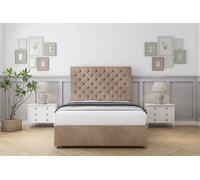 Sloomy Mayfair Naples Divan Bed Base No Drawers - 54" Headboard in Light Brown | Size: Double Sloomy Light Brown Double