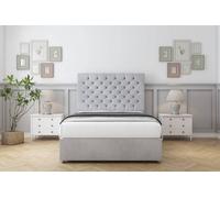 Sloomy Mayfair Naples Divan Set No Drawers-26" Headboard in Silver | Size: Small Double Sloomy Silver Small Double