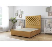 Sloomy Mayfair Plush Divan Bed Base 2 Drawers Foot-End - 26" Headboard in Mustard | Size: Small Double Sloomy Mustard Small Double
