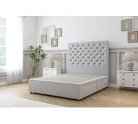 Sloomy Mayfair Plush Divan Bed Base 2 Drawers Foot-End - 26" Headboard in Silver | Size: King Sloomy Silver King