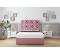 Sloomy Mayfair Plush Divan Bed Base No Drawers - 54" Headboard in Pink | Size: Double Sloomy Pink Double