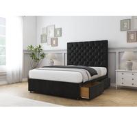 Sloomy Mayfair Plush Divan Set 2 Drawers-26" Headboard in Black | Size: Super King Sloomy Black Super King