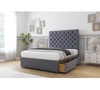Sloomy Mayfair Plush Divan Set 2 Drawers-26" Headboard in Dark Grey | Size: King Sloomy Dark Grey King
