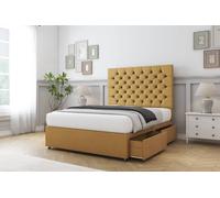 Sloomy Mayfair Plush Divan Set 4 Drawers-26" Headboard in Mustard | Size: Double Sloomy Mustard Double