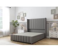 Sloomy Melbourne Pewter Dumfries Divan Bed Base 2 Drawers Foot-End - 54" Wingback Headboard & 12" Footboard 4'6 Double