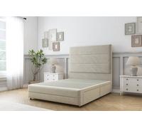 Sloomy Monaco Cream Plush Divan Bed 2 Drawers Left Side-54" Floor Standing Headboard & 12" Footboard 6' Super King