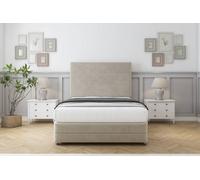 Sloomy Monaco Cream Plush Divan Bed Set 2 Drawers Left Side With 54" Floor Standing & 12" Footboard 3' Single