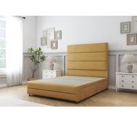 Sloomy Monaco Mustard Plush Divan Bed 2 Drawers Foot-End-26" Strutted Headboard & 12" Footboard 5' King