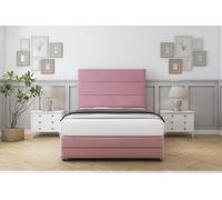 Sloomy Monaco Pink Plush Divan Bed Set 2 Drawers Left Side With 54" Floor Standing & 12" Footboard 5' King