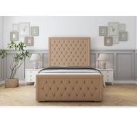 Sloomy Monroe Dumfries Bed Frame With 50" Upholstered Headboard in Light Brown | Size: Super King Sloomy Light Brown Super King