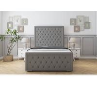 Sloomy Monroe Dumfries Bed Frame With 50" Upholstered Headboard in Light Grey | Size: Super King Sloomy Light Grey Super King