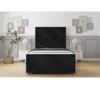 Sloomy Monroe Naples Bed Frame With 50" Upholstered Headboard in Black | Size: King Sloomy Black King