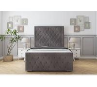 Sloomy Monroe Naples Bed Frame With 50" Upholstered Headboard in Grey | Size: Super King Sloomy Grey Super King