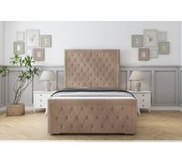 Sloomy Monroe Naples Bed Frame With 50" Upholstered Headboard in Light Brown | Size: Super King Sloomy Light Brown Super King