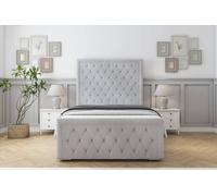 Sloomy Monroe Naples Bed Frame With 50" Upholstered Headboard in Silver | Size: King Sloomy Silver King