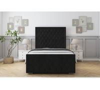 Sloomy Monroe Plush Bed Frame With 50" Upholstered Headboard in Black | Size: King Sloomy Black King