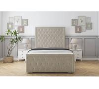 Sloomy Monroe Plush Bed Frame With 50" Upholstered Headboard in Cream | Size: Super King Sloomy Cream Super King