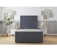Sloomy Monroe Plush Bed Frame With 50" Upholstered Headboard in Dark Grey | Size: King Sloomy Dark Grey King