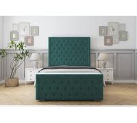 Sloomy Monroe Plush Bed Frame With 50" Upholstered Headboard in Emerald | Size: King Sloomy Emerald King