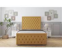 Sloomy Monroe Plush Bed Frame With 50" Upholstered Headboard in Mustard | Size: Super King Sloomy Mustard Super King