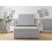 Sloomy Monroe Plush Bed Frame With 50" Upholstered Headboard in Silver | Size: King Sloomy Silver King