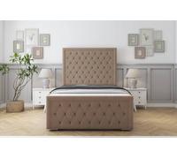 Sloomy Monroe Plush Bed Frame With 50" Upholstered Headboard in Taupe | Size: King Sloomy Taupe King