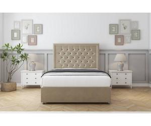 Sloomy Montana Almond Coniston Divan Bed With Mattress No Drawers With 26" Strutted Headboard 4' Small Double