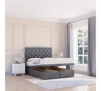 Sloomy Montana Armour Coniston 5Ft Ottoman Bed End Opening With Sprung Memory Mattress & 26" Headboard-King