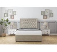 Sloomy Montana Cream Plush Divan Bed With Mattress 4 Drawers With 54" Floor Standing Headboard 5' King