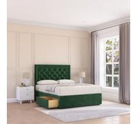 Sloomy Montana Emerald Plush 6Ft Memory Foam Bed Set With 2 Drawers, Mattress & Headboard- Super King
