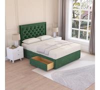 Sloomy Montana Emerald Plush 6Ft Memory Foam Bed Set With 2 Drawers, Mattress & Headboard- Super King