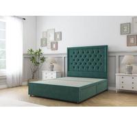 Sloomy Montana Emerald Plush Divan Bed Base 2 Drawers Same Side With 54" Floor Standing Headboard 4' Small Double