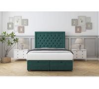 Sloomy Montana Emerald Plush Ottoman Bed With Mattress With 26" Strutted Headboard 4' Small Double