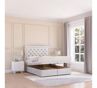 Sloomy Montana End Lift Ottoman Bed 3Ft With Sprung Memory Mattress - Silver Plush & Headboard- Single