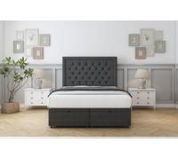 Sloomy Montana Graphite Dumfries Ottoman Bed With Mattress With 26" Strutted Headboard 5' King
