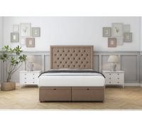 Sloomy Montana Mink Plush Ottoman Bed With Mattress With 54" Floor Standing Headboard 4'6 Double