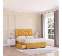 Sloomy Montana Mustard Plush 6Ft Memory Foam Bed Set With 2 Drawers, Mattress & Headboard- Super King