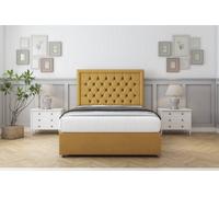 Sloomy Montana Mustard Plush Divan Bed With Mattress No Drawers With 26" Strutted Headboard 5' King