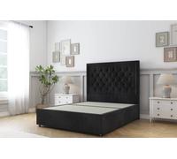 Sloomy Montana Naples Divan Bed Base 2 Drawers Same Side - 26" Headboard in Black | Size: Small Double Sloomy Black Small Double