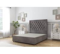 Sloomy Montana Naples Divan Bed Base 2 Drawers Same Side - 26" Headboard in Grey | Size: Double Sloomy Grey Double