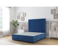 Sloomy Montana Navy Plush Divan Bed Base 2 Drawers Foot-End With 54" Floor Standing Headboard 4' Small Double