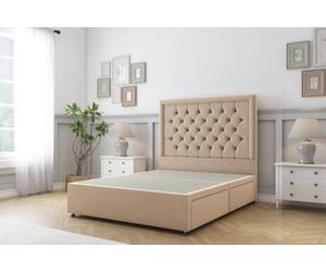 Sloomy Montana Pebble Plush Divan Bed Base 2 Drawers Same Side With 26" Strutted Headboard 2'6 Small Single