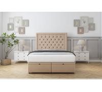 Sloomy Montana Pebble Plush Ottoman Bed With Mattress With 26" Strutted Headboard 4' Small Double
