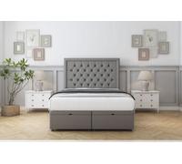 Sloomy Montana Pewter Dumfries Ottoman Bed With Mattress With 54" Floor Standing Headboard 4' Small Double
