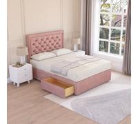 Sloomy Montana Pink Plush 6Ft Memory Foam Bed Set With 2 Drawers, Mattress & Headboard- Super King