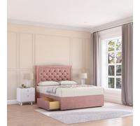 Sloomy Montana Pink Plush 6Ft Memory Foam Bed Set With 2 Drawers, Mattress & Headboard- Super King