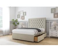 Sloomy Montana Plush Divan Set 4 Drawers-26" Headboard in Cream | Size: King Sloomy Cream King