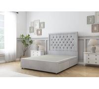 Sloomy Montana Silver Naples Divan Bed Base No Drawers With 54" Floor Standing Headboard 6' Super King